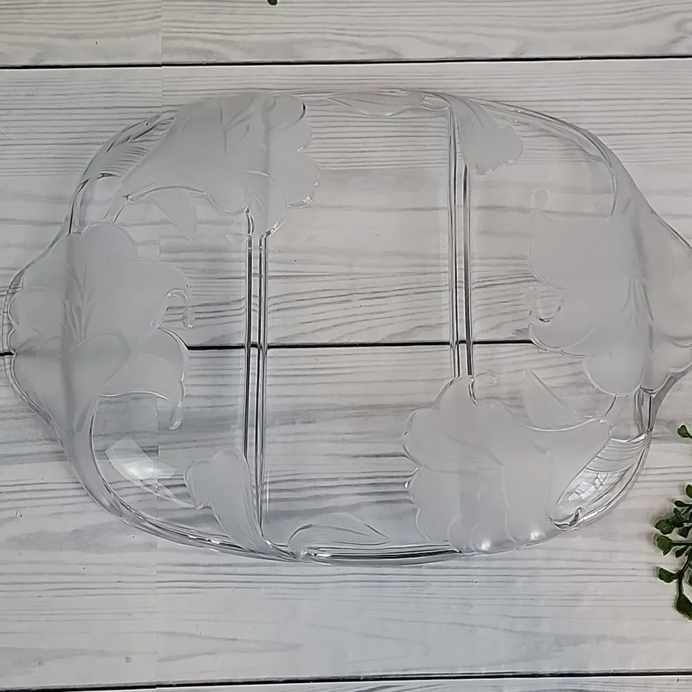 Crystal Clear Studios Lilly Glass Serving Tray Vintage 80s With Original Box